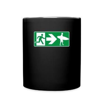 Emergency Exit Surfing Surfer - Full Colour Mug - black - Front