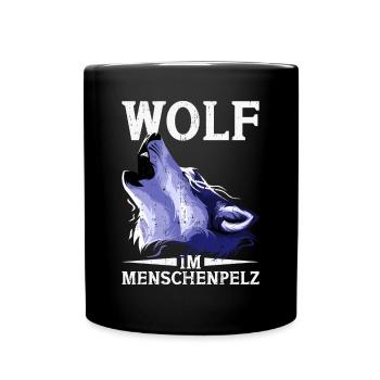 Wolf Kostüm Wolfliebhaber Wolffan Wolf - Tasse einfarbig - Schwarz - Vorne