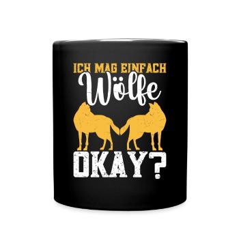 Wolf Kostüm Wolf Wölfe Wolffan Wolfliebhaber - Tasse einfarbig - Schwarz - Vorne