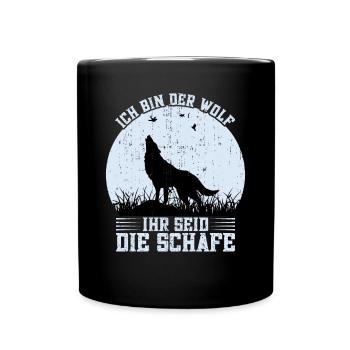 Wolfliebhaber Wolffan Wolf Wolfrudel - Tasse einfarbig - Schwarz - Vorne