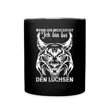 Luchs Katze Motiv Wildkatze Luchsliebhaber - Tasse einfarbig - Schwarz - Vorne