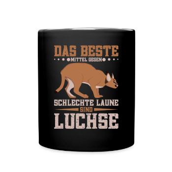 Luchsliebhaber Wildkatze Luchsfan Luchse - Tasse einfarbig - Schwarz - Vorne