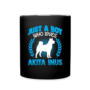 Garçon qui aime Akita Inu Shiba Inu - Mug uni - noir - Devant