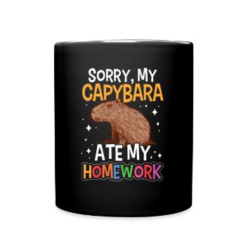 Capybara a mangé des devoirs capybara - Mug uni - noir - Devant