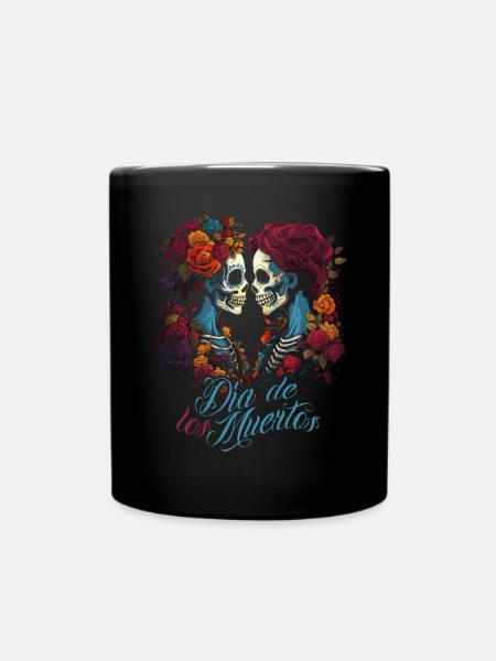 Dia de los Muertos Mexico Day of the Dead Design - Full Colour Mug - black