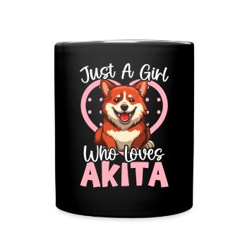 Akita Dog Lover Japanese Pup Breed Pet Owner Puppy - Full Colour Mug - black - Front