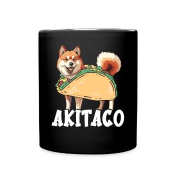Akita Dog Lover Japanese Pup Breed Pet Puppy Taco - Full Colour Mug - black - Front