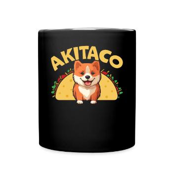 Akita Dog Lover Japanese Pup Breed Pet Puppy Taco - Full Colour Mug - black - Front
