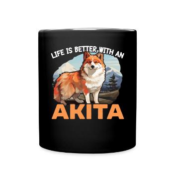 Akita Dog Lover Japanese Pup Breed Pet Owner Puppy - Full Colour Mug - black - Front