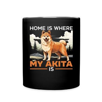 Akita Dog Lover Japanese Pup Breed Pet Owner Puppy - Full Colour Mug - black - Front