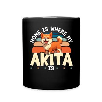 Akita Dog Lover Japanese Pup Breed Pet Owner Puppy - Full Colour Mug - black - Front