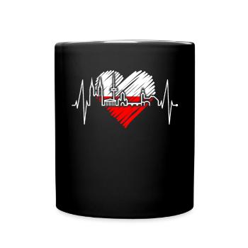 Regensburg Skyline Herzschlag Liebe Regensburger - Tasse einfarbig - Schwarz - Vorne
