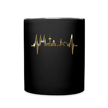 Regensburg Skyline Herzschlag Liebe Regensburger - Tasse einfarbig - Schwarz - Vorne