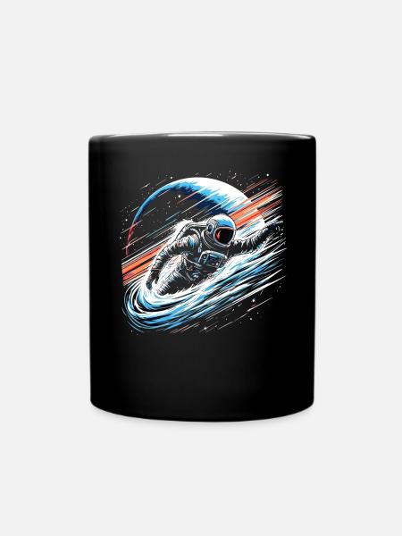Astronaut Planeten Weltall - Tasse einfarbig - Schwarz