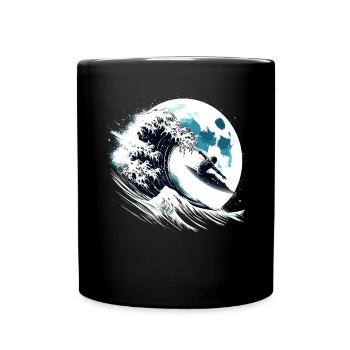 Astronaut Surfer Mond Wellenreiter - Tasse einfarbig - Schwarz - Vorne