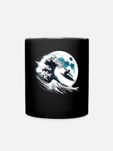 Astronaut Surfer Mond Wellenreiter - Tasse einfarbig - Schwarz