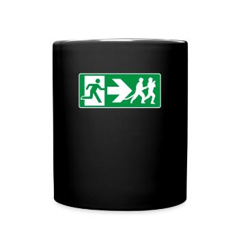 Emergency Exit Fire Brigade Firefighter - Full Colour Mug - black - Front