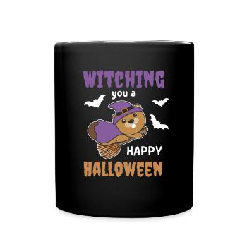Biber Hexe Witching you a Happy Halloween - Tasse einfarbig - Schwarz - Vorne