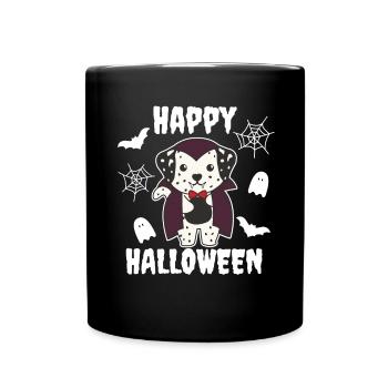 Dalmatian Happy Halloween Vampire - Full Colour Mug - black - Front