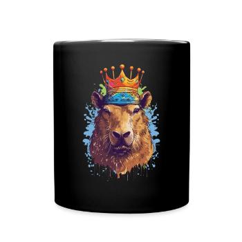 Capybara avec capybara couronne - Mug uni - noir - Devant