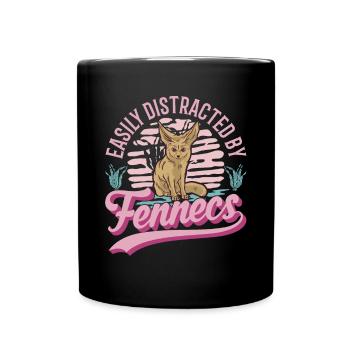 Easily distracted by Fennecs Fennek Wüstenfuchs - Tasse einfarbig - Schwarz - Vorne