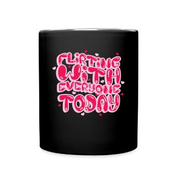 Retro Groovy 70's Valentine's Day Hearts Couple - Full Colour Mug - black - Front