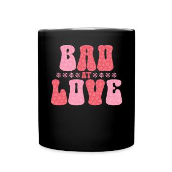 Retro Groovy 70's Valentine's Day Hearts Couple - Full Colour Mug - black - Front