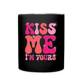 Retro Groovy 70's Valentine's Day Hearts Couple - Full Colour Mug - black - Front