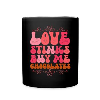 Retro Groovy 70's Valentine's Day Hearts Couple - Full Colour Mug - black - Front
