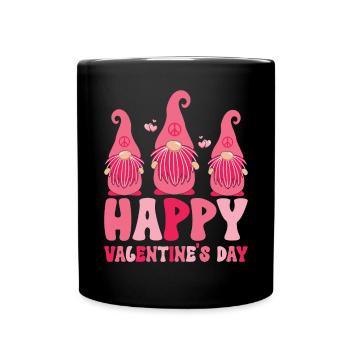 Retro Groovy 70's Valentine's Day Hearts Couple - Full Colour Mug - black - Front