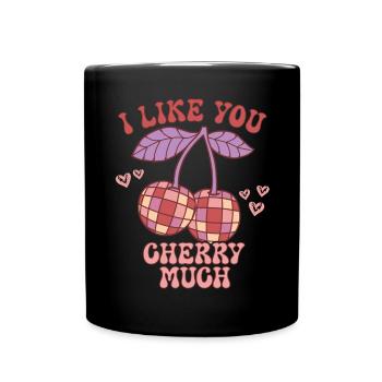 Retro Groovy 70's Valentine's Day Hearts Couple - Full Colour Mug - black - Front
