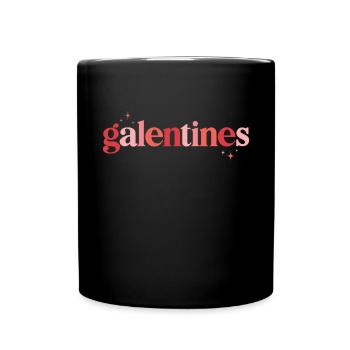 Retro Groovy 70's Valentine's Day Hearts Couple - Full Colour Mug - black - Front