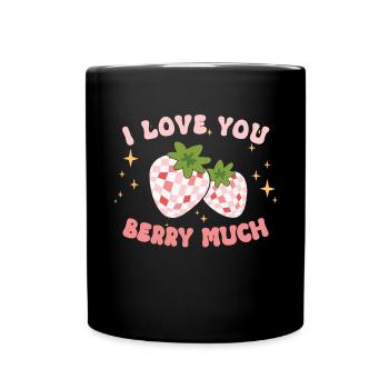 Retro Groovy 70's Valentine's Day Hearts Couple - Full Colour Mug - black - Front