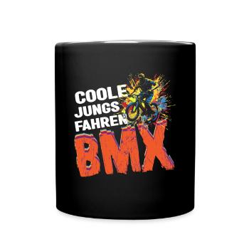 BMX Fahrrad Trick Coole Jungs fahren BMX - Tasse einfarbig - Schwarz - Vorne