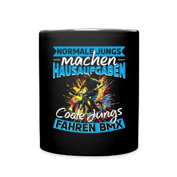 BMX Normale Jungs machen Hausaufgaben - Tasse einfarbig - Schwarz - Vorne
