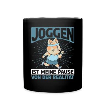 Jogging Läufer Joggen ist meine Pause - Tasse einfarbig - Schwarz - Vorne