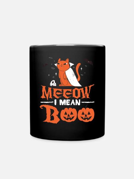 Halloween Katze Meeow Boo - Tasse einfarbig - Schwarz