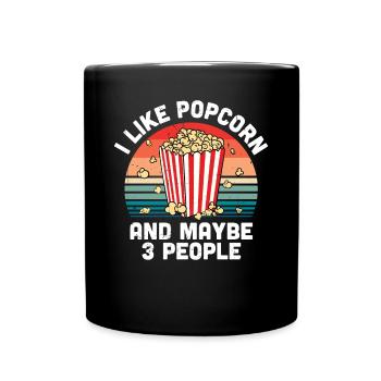 Retro I Like Popcorn And Maybe 3 People Cinema Sna - Tasse einfarbig - Schwarz - Vorne