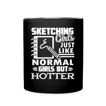 Sketching Sketching Girl Is Hotter - Full Colour Mug - black - Front
