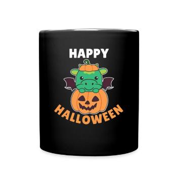 Dragon Happy Halloween Pumpkin Bat Costume - Full Colour Mug - black - Front