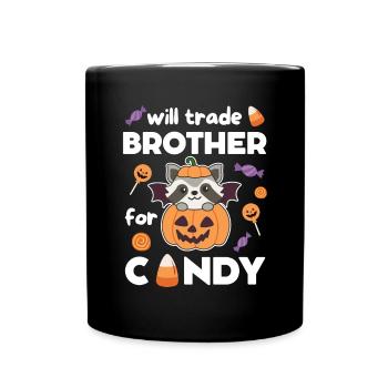 Le raton laveur d’Halloween échange son frère contre des bonbons - Mug uni - noir - Devant