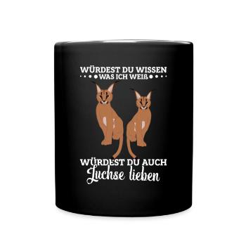 Wildkatze Luchsliebhaber Luchs Outfit Luchsfan - Tasse einfarbig - Schwarz - Vorne