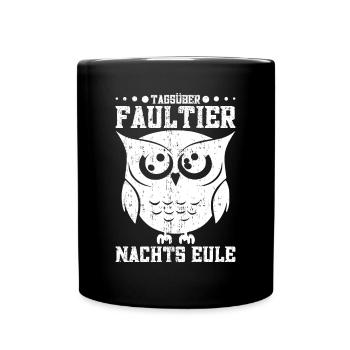 Eule Vogel Eulenzüchter Eulenliebhaber Eulen - Tasse einfarbig - Schwarz - Vorne