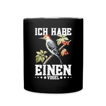 Buntspechtliebhaber Vogelfreund Ornithologe Specht - Tasse einfarbig - Schwarz - Vorne
