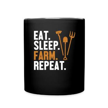 Manger dormir Ferme Répéter Agriculture Agriculteur biologique - Mug uni - noir - Devant