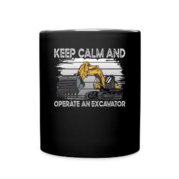 Gardez le conducteur de pelle calme - Mug uni - noir - Devant