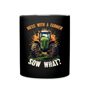 Jouer avec une truie fermière quoi? Tracteur jardinier - Mug uni - noir - Devant