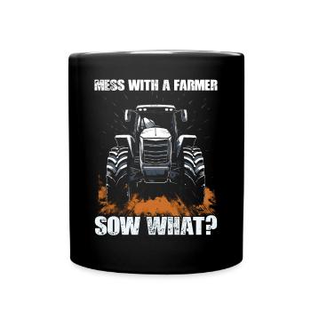Jouer avec une truie fermière quoi? Cadeau tracteur - Mug uni - noir - Devant