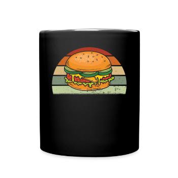 Burger Cheeseburger Hamburger Fast Food Retro - Tasse einfarbig - Schwarz - Vorne