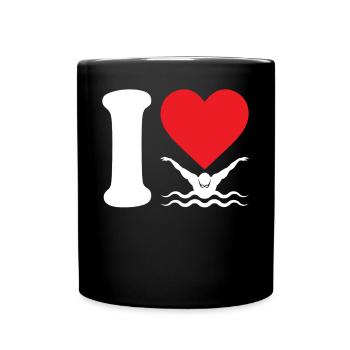Ich liebe schwimmende Schwimmer Geschenk - Tasse einfarbig - Schwarz - Vorne